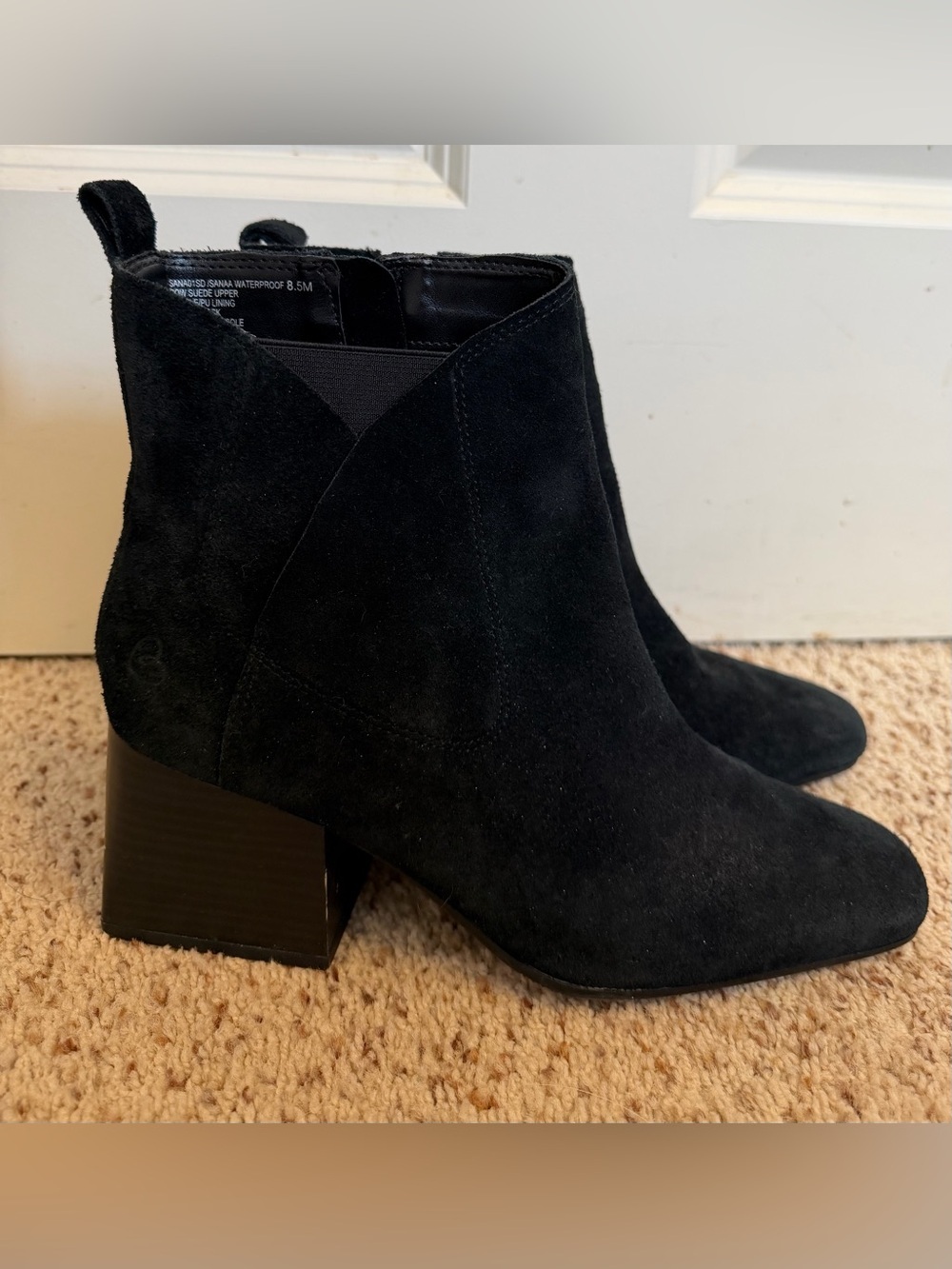 Blondo Waterproof Suede Block Heel Boots in Black, Size 8.5